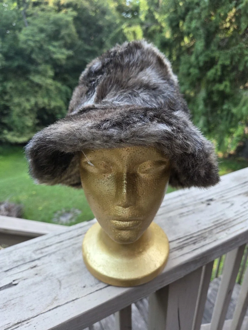 Brown Faux Fur Bucket Hat - Women's Cozy Winter Accessory